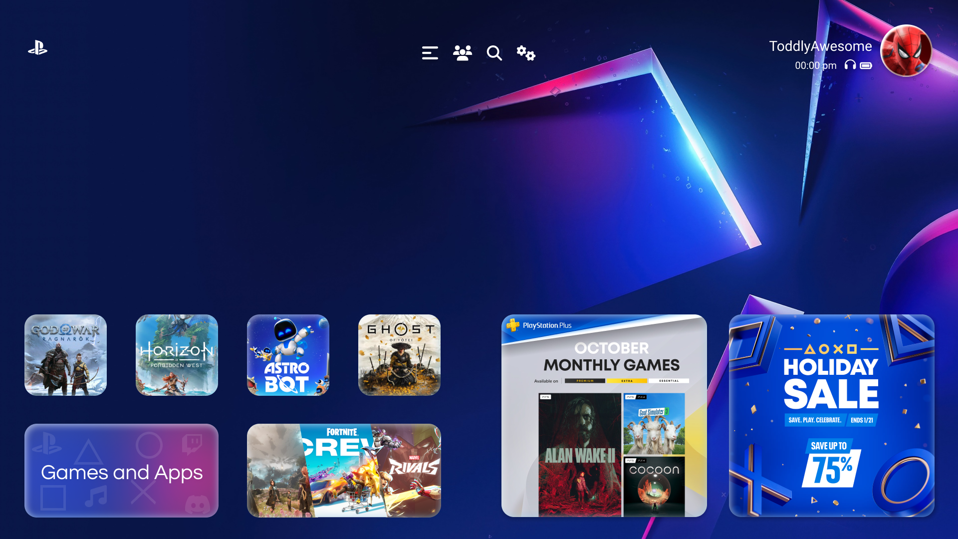 PS5 Dashboard